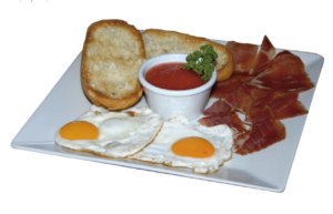 Huevos, Tomate, Jamón serrano y pan